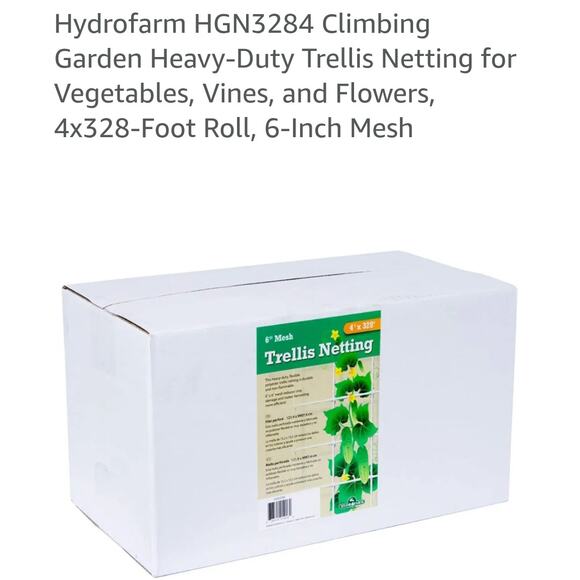 Climbing Garden Heavy-Duty Trellis Net 4x328ft Roll, 6" netting - Picture 1 of 8